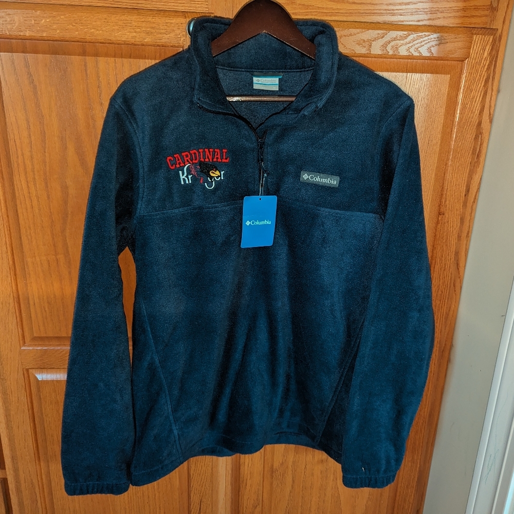 NWT Columbia 1/4 zip Navy Blue fleece jacket Men size M st. Louis Cardinal Kroge